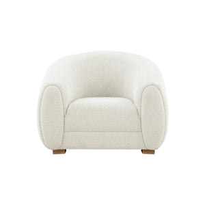 Emiliana Boucle Accent Chair - Luxurious Ivory Upholstery, Glamorous Minimalist Design & Comfort