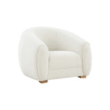 Emiliana Boucle Accent Chair - Luxurious Ivory Upholstery, Glamorous Minimalist Design & Comfort