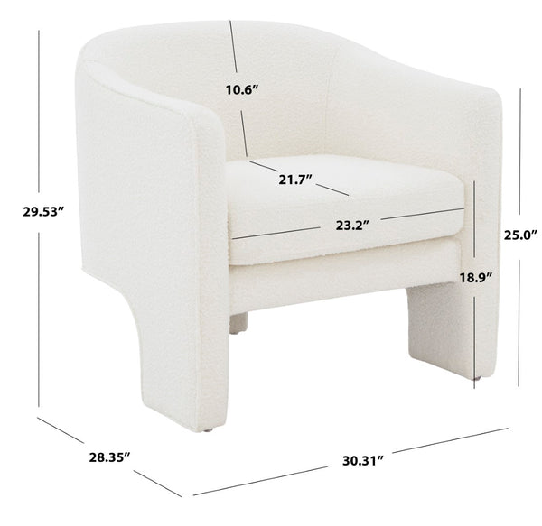 Safavieh Londyn Boucle Accent Chair Ivory Wood / Fabric / Foam / Metal SFV4770E