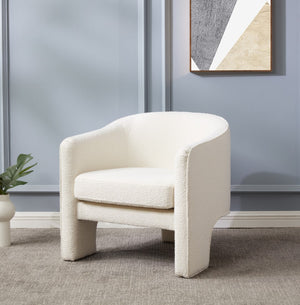 Safavieh Londyn Boucle Accent Chair Ivory Wood / Fabric / Foam / Metal SFV4770E