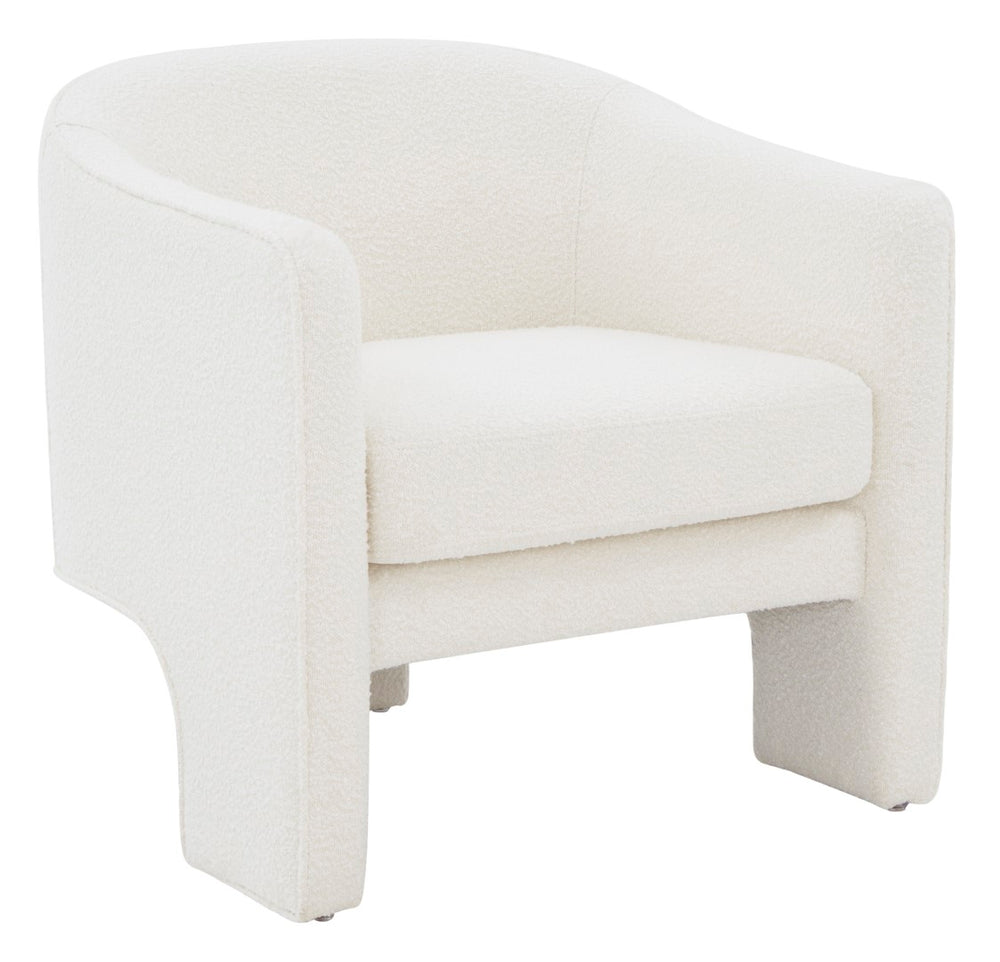 Safavieh Londyn Boucle Accent Chair Ivory Wood / Fabric / Foam / Metal SFV4770E