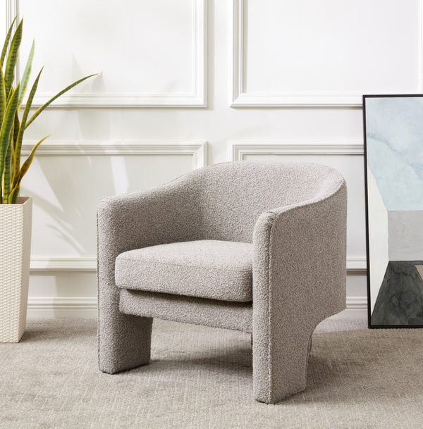 Safavieh Londyn Boucle Accent Chair Light Grey Wood / Fabric / Foam / Metal SFV4770F