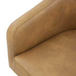 Gonzalez Pedestal Chair - Striking Modern Design with Gold Stainless Steel Base and Vegan Leather Seat