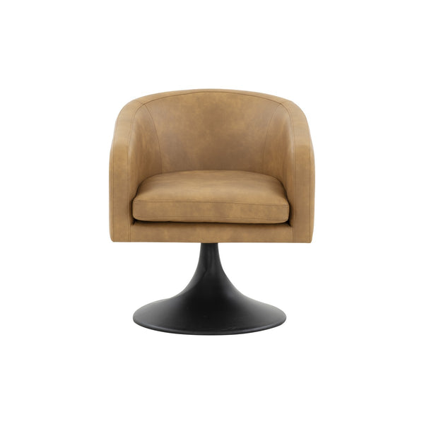 Gonzalez Pedestal Chair - Striking Modern Design with Gold Stainless Steel Base and Vegan Leather Seat