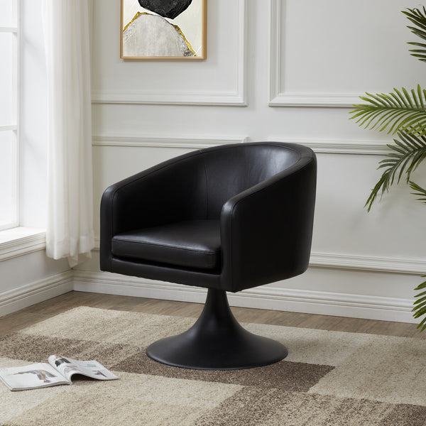 Gonzalez Pedestal Chair - Striking Modern Design with Gold Stainless Steel Base and Vegan Leather Seat