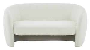 Safavieh Zhao Boucle Curved Loveseat Ivory Wood / Fabric / Foam SFV4783B