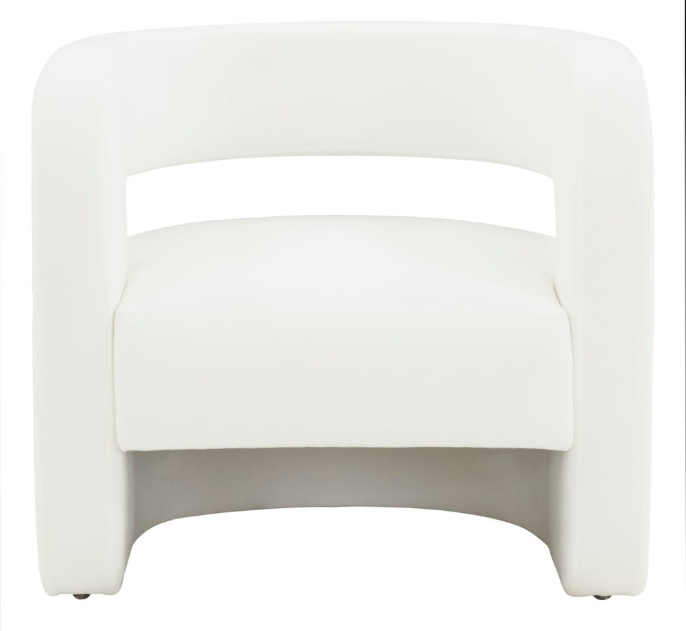 Safavieh Anissa Barrel Back Accent Chair White Wood / Fabric / Foam SFV4789A