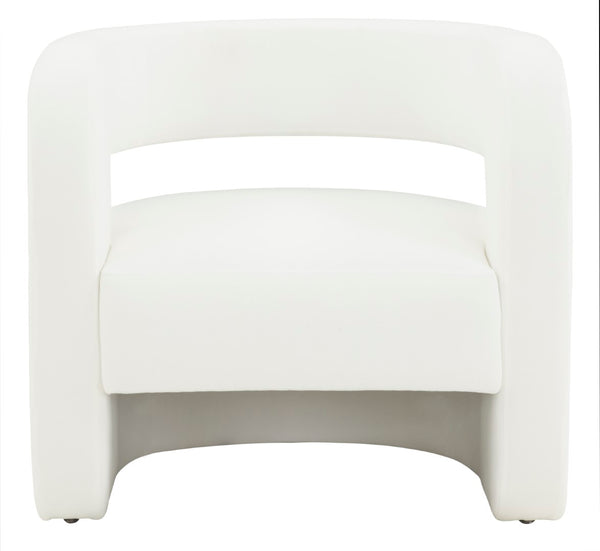 Safavieh Anissa Barrel Back Accent Chair White Wood / Fabric / Foam SFV4789A