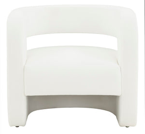 Safavieh Anissa Barrel Back Accent Chair White Wood / Fabric / Foam SFV4789A