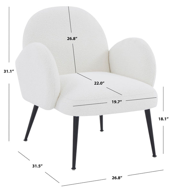 Safavieh Crystalyn Boucle Accent Chair Ivory / Black Wood / Fabric / Foam / Metal SFV4790A