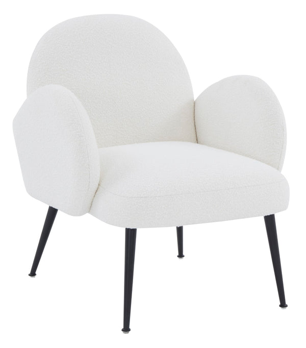 Safavieh Crystalyn Boucle Accent Chair Ivory / Black Wood / Fabric / Foam / Metal SFV4790A