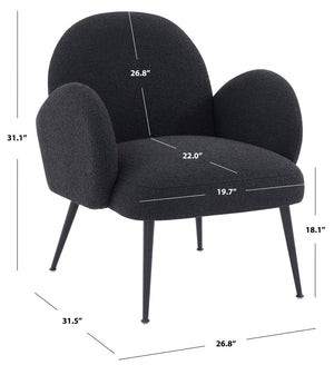 Safavieh Crystalyn Boucle Accent Chair Black / Black Wood / Fabric / Foam / Metal SFV4790B