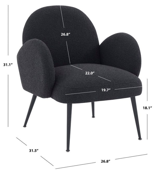 Safavieh Crystalyn Boucle Accent Chair Black / Black Wood / Fabric / Foam / Metal SFV4790B