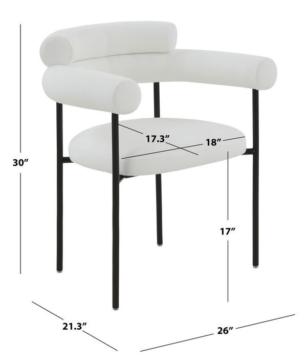 Safavieh Jaslene Curved Back Dining Chair White / Black