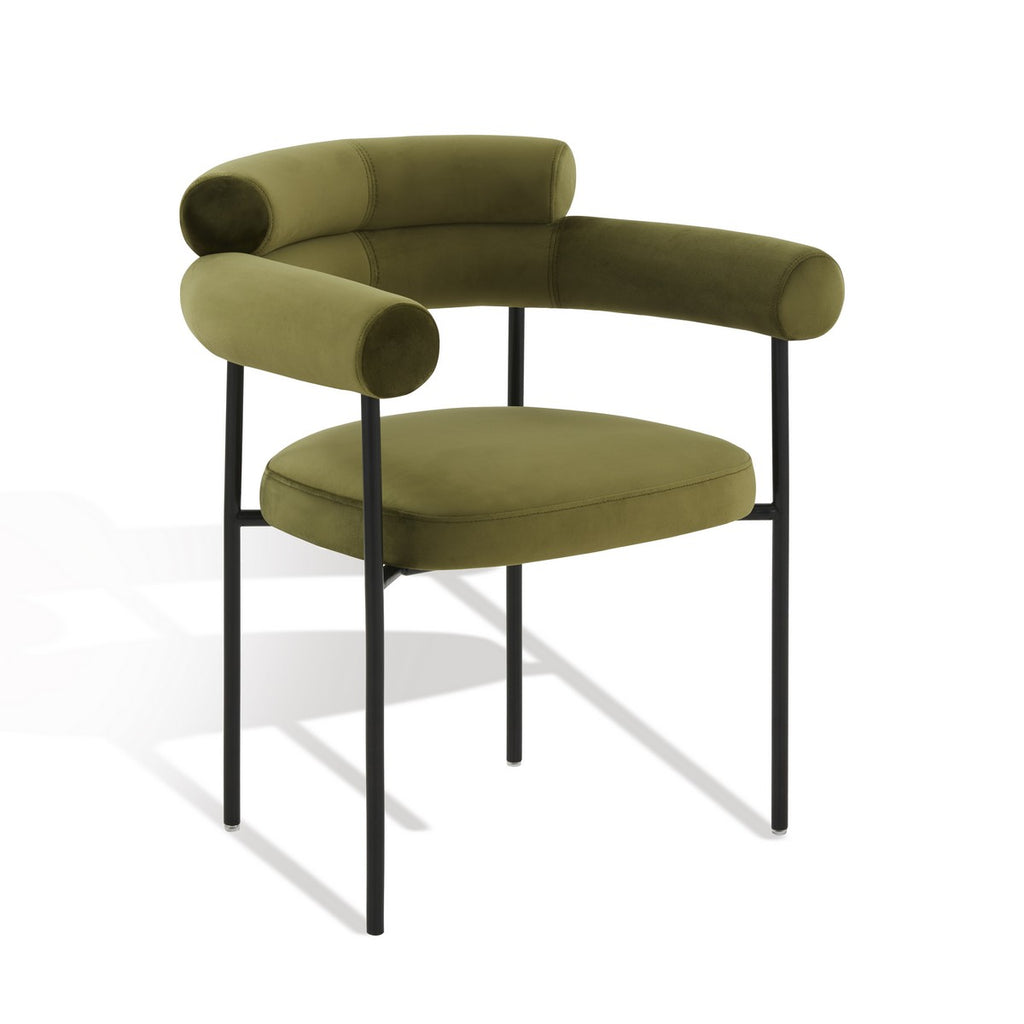Safavieh Jaslene Curved Back Dining Chair Olive Green / Black