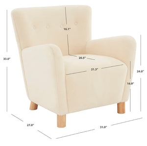 Safavieh Carey Faux Shearling Accent Chair Ivory Wood / Fabric / Foam  SFV4794A