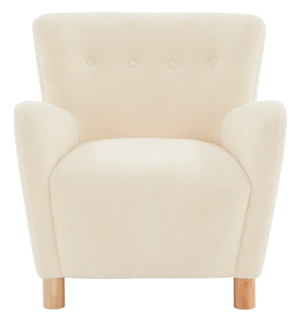 Safavieh Carey Faux Shearling Accent Chair Ivory Wood / Fabric / Foam  SFV4794A