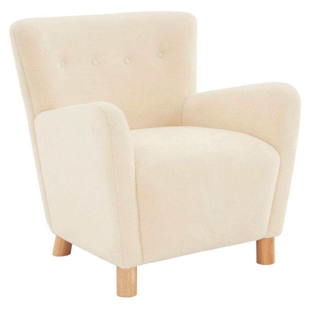 Safavieh Carey Faux Shearling Accent Chair Ivory Wood / Fabric / Foam  SFV4794A
