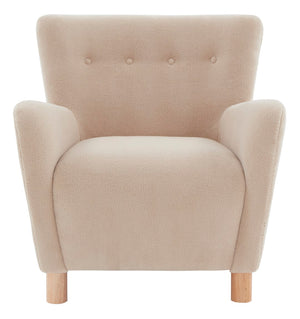 Safavieh Carey Faux Shearling Accent Chair Tan Wood / Fabric / Foam  SFV4794B