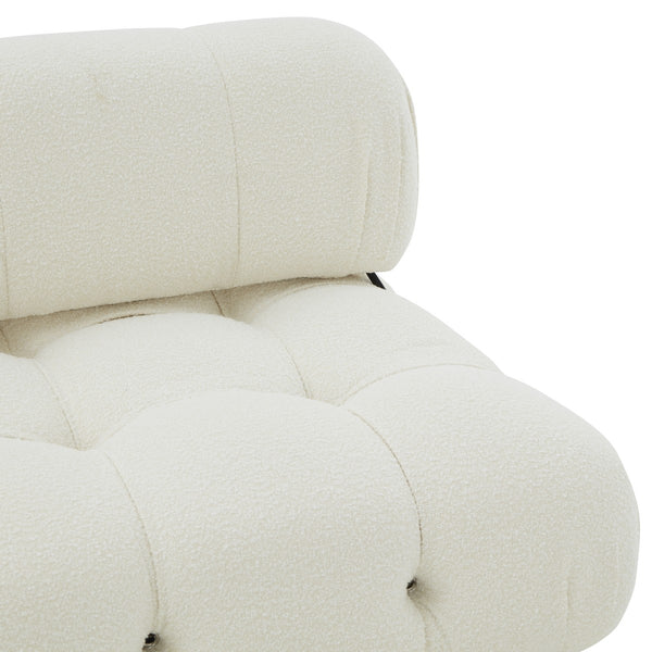 Ellamaria Ivory Tufted Boucle Accent Chair - Plush Comfort for Stylish Living Rooms & Reading Nooks