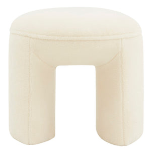 Safavieh Vivie Faux Shearling Ottoman Ivory Wood / Fabric / Foam  SFV4809A