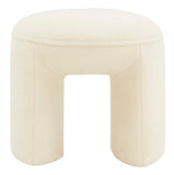 Safavieh Vivie Faux Shearling Ottoman Ivory Wood / Fabric / Foam  SFV4809A