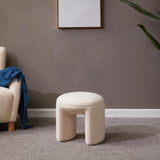 Safavieh Vivie Faux Shearling Ottoman Ivory Wood / Fabric / Foam  SFV4809A