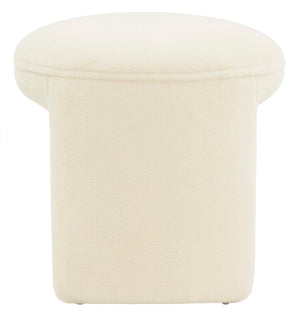 Safavieh Vivie Faux Shearling Ottoman Ivory Wood / Fabric / Foam  SFV4809A