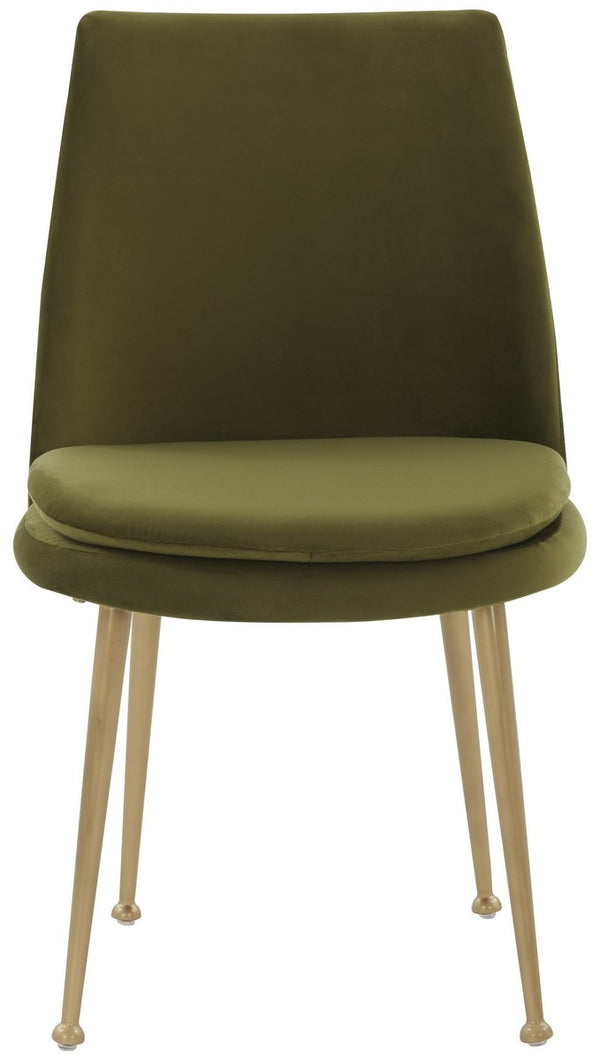 Safavieh Rynaldo Upholstered Dining Chair Olive Green / Gold Wood / Metal / Fabric / Foam  SFV4812B