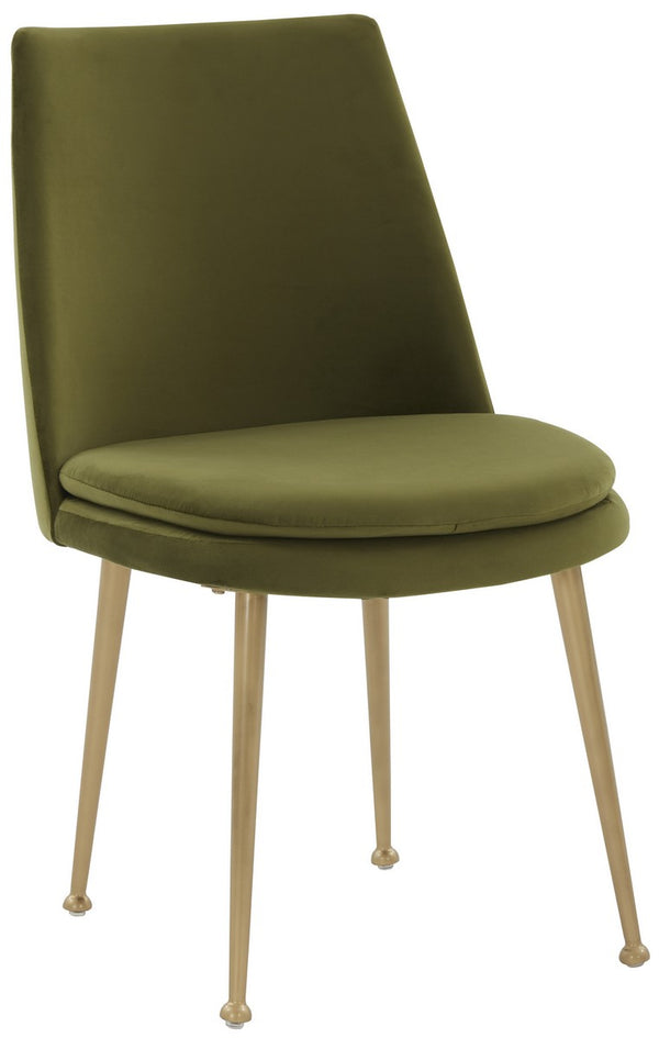 Safavieh Rynaldo Upholstered Dining Chair Olive Green / Gold Wood / Metal / Fabric / Foam  SFV4812B