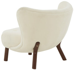 Safavieh Gabriel Modern Wingback Chair Ivory / Dark Brown Wood / Fabric / Foam  SFV4818A