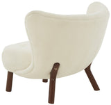 Safavieh Gabriel Modern Wingback Chair Ivory / Dark Brown Wood / Fabric / Foam  SFV4818A