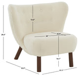 Safavieh Gabriel Modern Wingback Chair Ivory / Dark Brown Wood / Fabric / Foam  SFV4818A