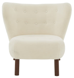 Safavieh Gabriel Modern Wingback Chair Ivory / Dark Brown Wood / Fabric / Foam  SFV4818A