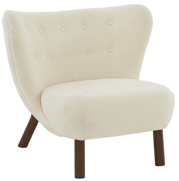Safavieh Gabriel Modern Wingback Chair Ivory / Dark Brown Wood / Fabric / Foam  SFV4818A