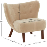 Safavieh Gabriel Modern Wingback Chair Tan / Dark Brown Wood / Fabric / Foam  SFV4818B