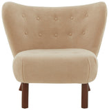 Safavieh Gabriel Modern Wingback Chair Tan / Dark Brown Wood / Fabric / Foam  SFV4818B