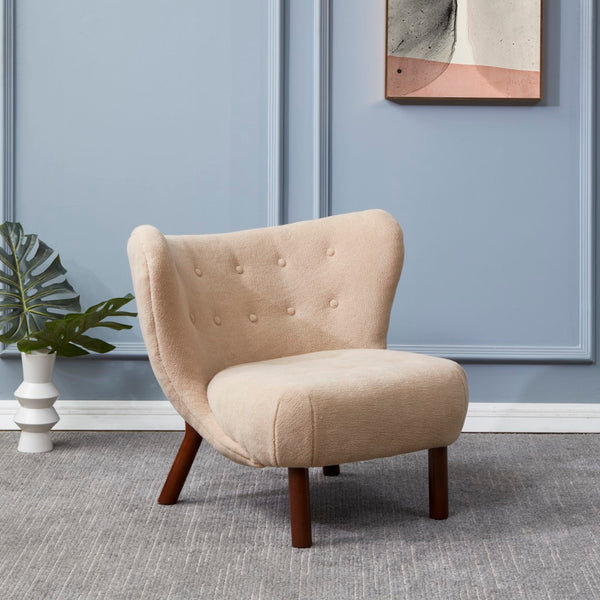 Safavieh Gabriel Modern Wingback Chair Tan / Dark Brown Wood / Fabric / Foam  SFV4818B