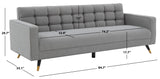 Safavieh Bradson Tufted Back Sofa Light Grey / Black Wood / Fabric / Foam / Metal SFV4819A