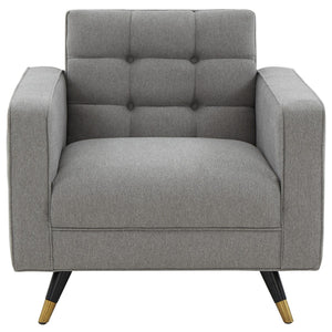 Safavieh Bradson Tufted Back Accent Chair Light Grey / Black Wood / Fabric / Foam / Metal SFV4820A
