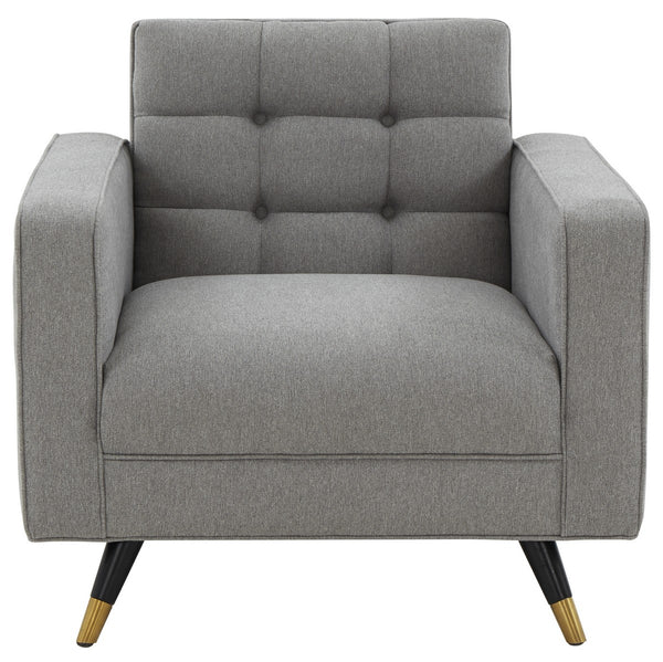 Safavieh Bradson Tufted Back Accent Chair Light Grey / Black Wood / Fabric / Foam / Metal SFV4820A