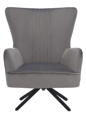 Alejandro Velvet Accent Chair - Retro-Inspired Slate Grey Comfort with Stylish Diamond Tufting