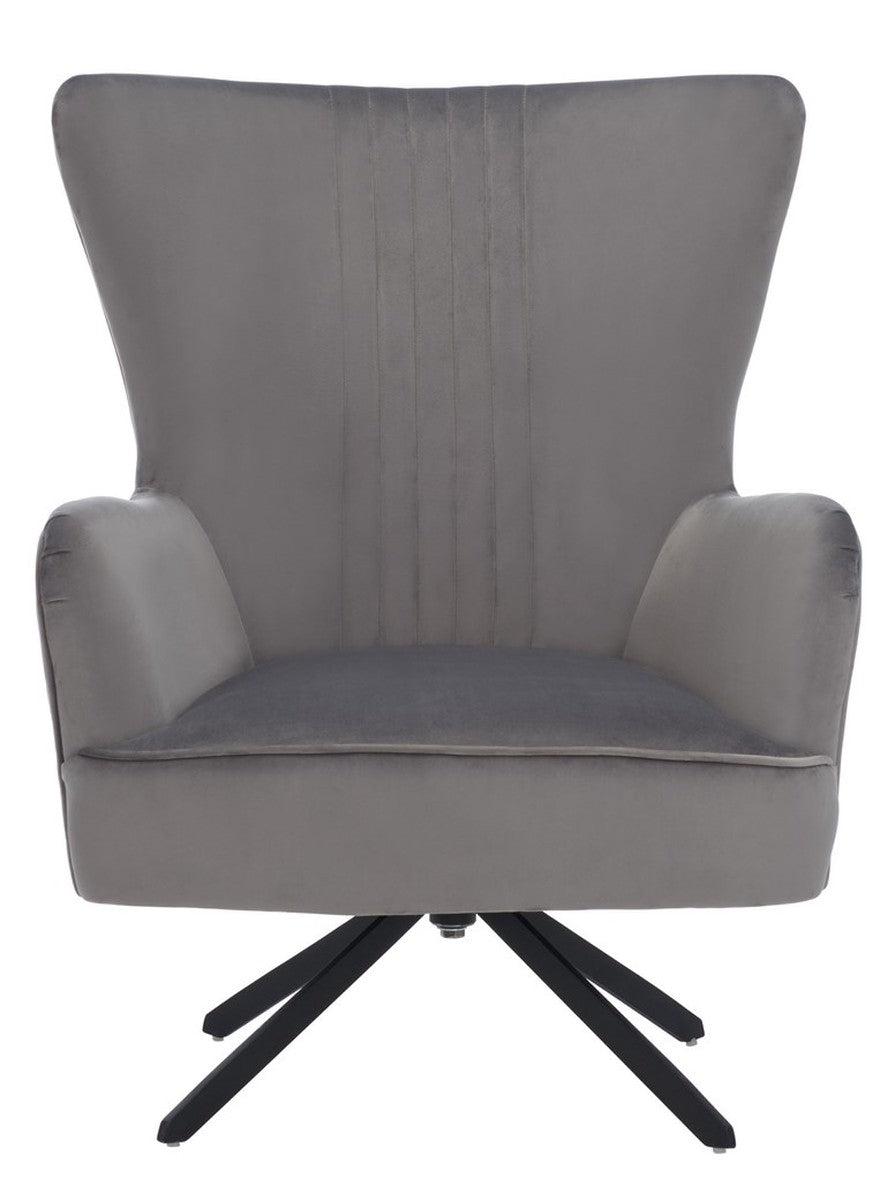 Alejandro Velvet Accent Chair - Retro-Inspired Slate Grey Comfort with Stylish Diamond Tufting