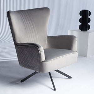 Alejandro Velvet Accent Chair - Retro-Inspired Slate Grey Comfort with Stylish Diamond Tufting