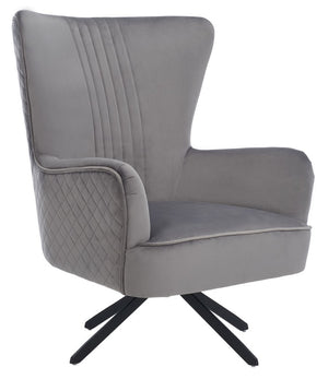 Alejandro Velvet Accent Chair - Retro-Inspired Slate Grey Comfort with Stylish Diamond Tufting