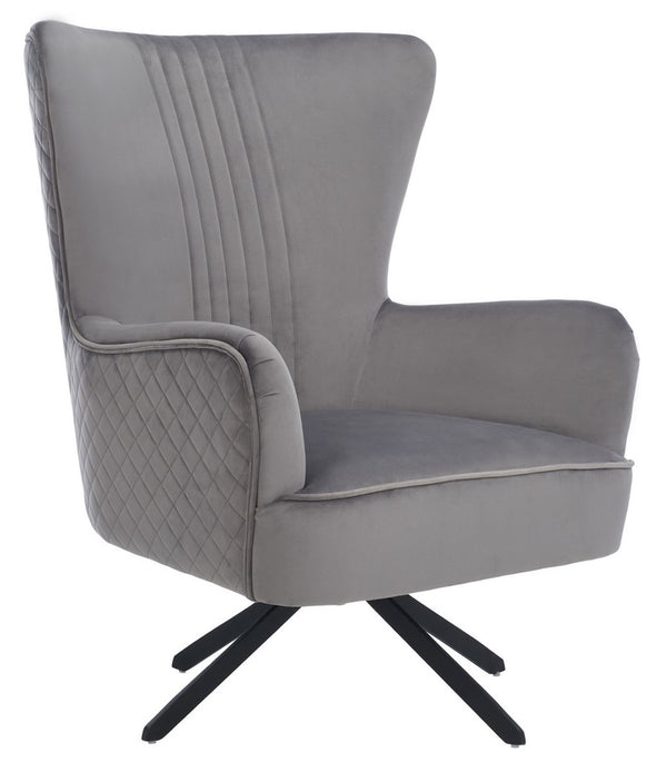 Alejandro Velvet Accent Chair - Retro-Inspired Slate Grey Comfort with Stylish Diamond Tufting
