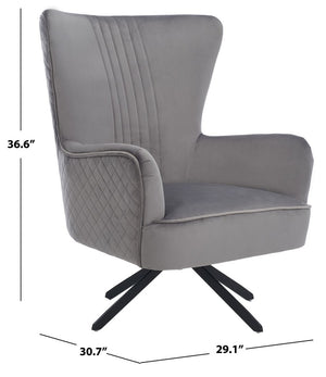 Alejandro Velvet Accent Chair - Retro-Inspired Slate Grey Comfort with Stylish Diamond Tufting