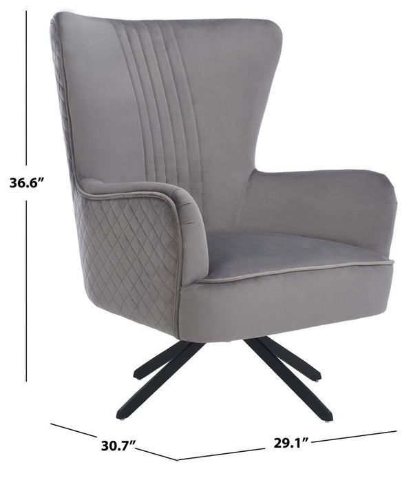 Alejandro Velvet Accent Chair - Retro-Inspired Slate Grey Comfort with Stylish Diamond Tufting