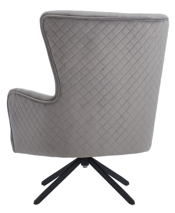 Alejandro Velvet Accent Chair - Retro-Inspired Slate Grey Comfort with Stylish Diamond Tufting