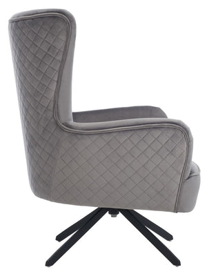 Alejandro Velvet Accent Chair - Retro-Inspired Slate Grey Comfort with Stylish Diamond Tufting